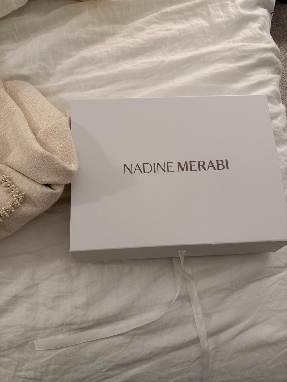 NADINE MERABI Cream Long Sleeve Square Neck Mini Dress - Picture 4 of 5
